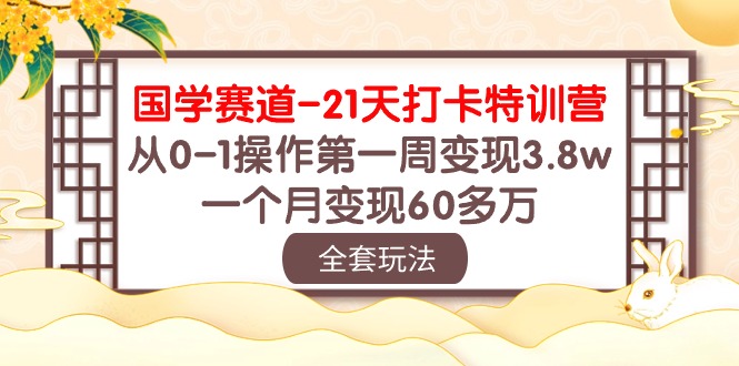 （10224期）国学 赛道-21天打卡特训营：从0-1操作第一周变现3.8w，一个月变现60多万-蓝天网创