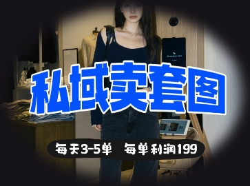 私域卖套图每天3-5单，每单利润99-蓝天网创