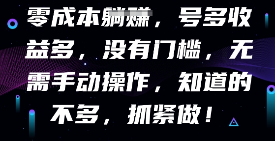 零成本全自动,号多收益多,没有门槛,无需手动-蓝天网创