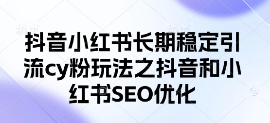 抖音小红书长期稳定引流cy粉玩法之抖音和小红书SEO优化-蓝天网创