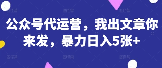 公众号代运营，我出文章你来发，暴力日入5张+【揭秘】-蓝天网创