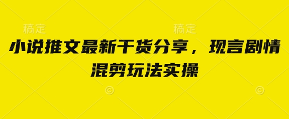 小说推文最新干货分享,现言剧情混剪玩法实操-蓝天网创