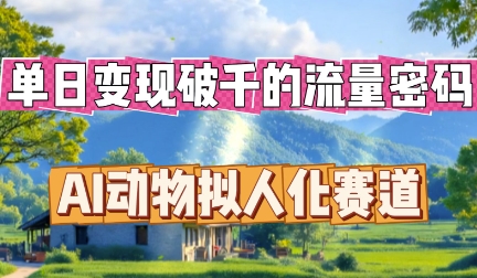 单日变现破k的流量密码，AI动物拟人化赛道-蓝天网创