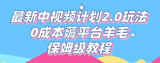 最新中视频计划2.0玩法,0成本薅平台羊毛,保姆级教程-蓝天网创