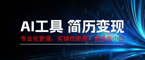 AI工具简历制作变现,专业化更强,实操性更高,更适合小白-蓝天网创