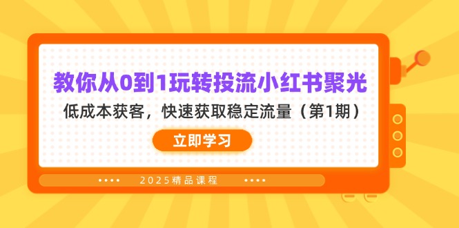 (14260期)教你从0到1玩转投流小红书聚光,低成本获客,快速获取稳定流量(第1期)-蓝天网创