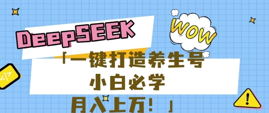 25年最新风口，用DeepSeek做养生号，小白必学，日入数张，一条作品涨粉1W+-蓝天网创