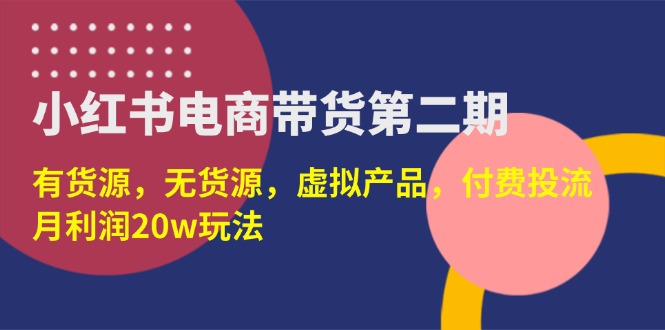 (14186期)小红书电商带货第二期,有货源,无货源,虚拟产品,付费投流,月利润20w-蓝天网创