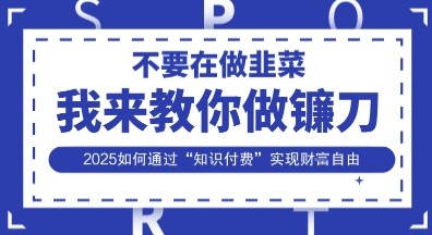 韭菜生涯终结者,我来教你做镰刀,2025如何通过“知识付费”实现财F自由【揭秘】-蓝天网创